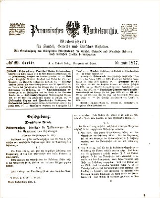 Preußisches Handels-Archiv Freitag 20. Juli 1877