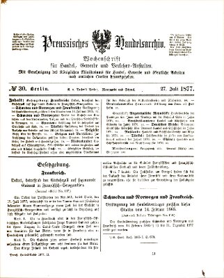 Preußisches Handels-Archiv Freitag 27. Juli 1877