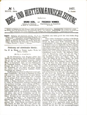 Berg- und hüttenmännische Zeitung Freitag 5. Januar 1877