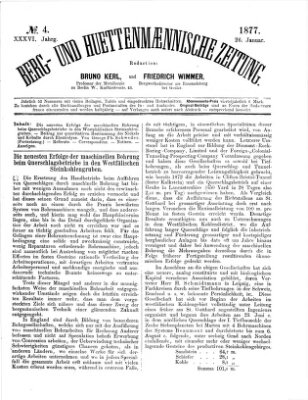 Berg- und hüttenmännische Zeitung Freitag 26. Januar 1877