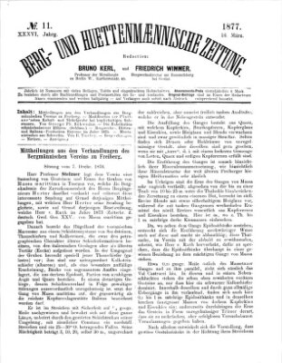 Berg- und hüttenmännische Zeitung Freitag 16. März 1877