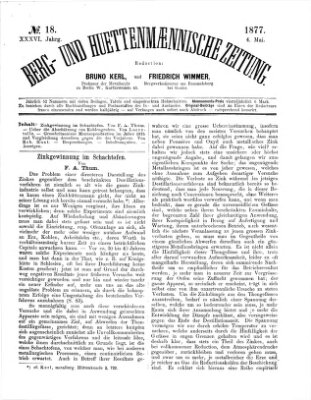 Berg- und hüttenmännische Zeitung Freitag 4. Mai 1877