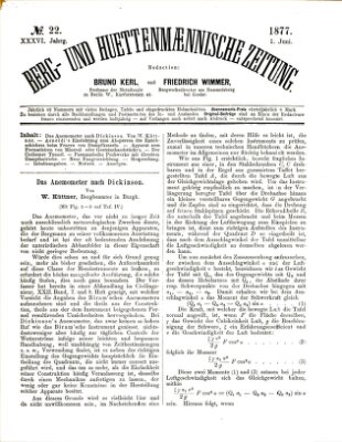 Berg- und hüttenmännische Zeitung Freitag 1. Juni 1877