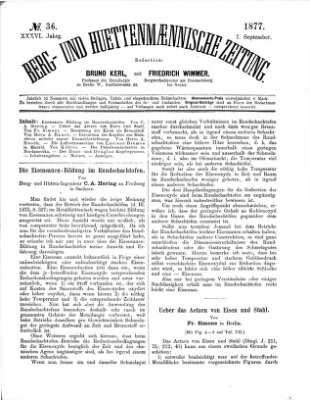 Berg- und hüttenmännische Zeitung Freitag 7. September 1877