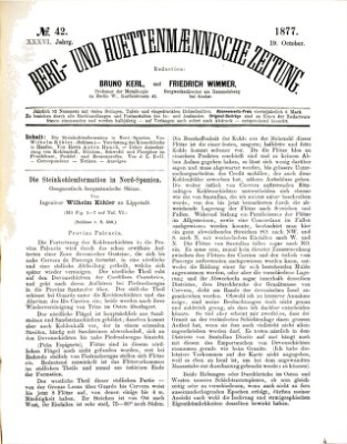 Berg- und hüttenmännische Zeitung Freitag 19. Oktober 1877