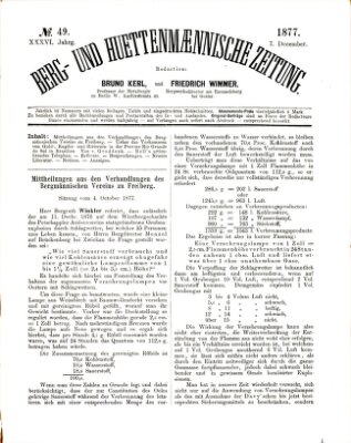 Berg- und hüttenmännische Zeitung Freitag 7. Dezember 1877