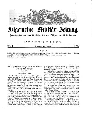 Allgemeine Militär-Zeitung Samstag 27. Januar 1877