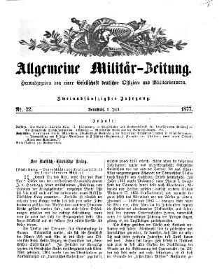 Allgemeine Militär-Zeitung Samstag 2. Juni 1877