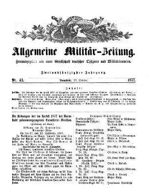 Allgemeine Militär-Zeitung Samstag 27. Oktober 1877