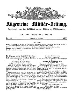 Allgemeine Militär-Zeitung Samstag 3. November 1877