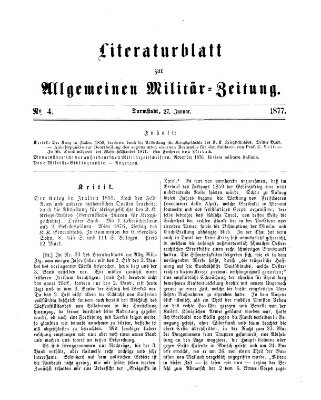 Allgemeine Militär-Zeitung Samstag 27. Januar 1877