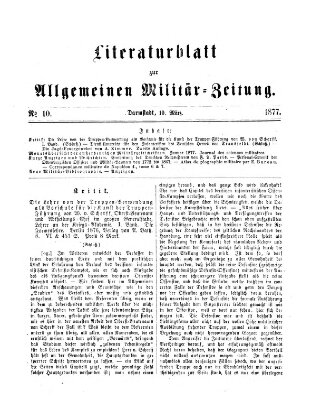 Allgemeine Militär-Zeitung Samstag 10. März 1877