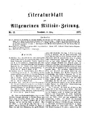 Allgemeine Militär-Zeitung Samstag 24. März 1877