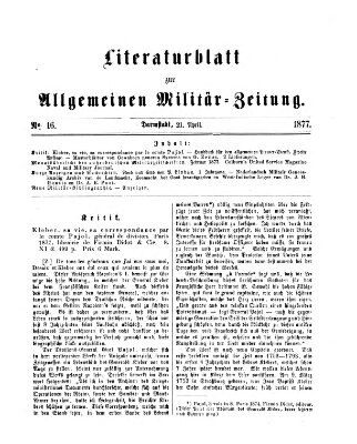 Allgemeine Militär-Zeitung Samstag 21. April 1877