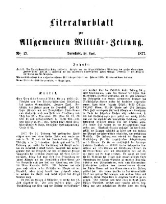 Allgemeine Militär-Zeitung Samstag 28. April 1877