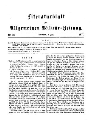 Allgemeine Militär-Zeitung Samstag 9. Juni 1877