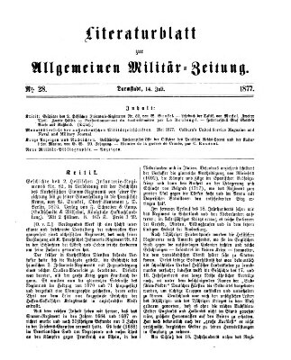 Allgemeine Militär-Zeitung Samstag 14. Juli 1877