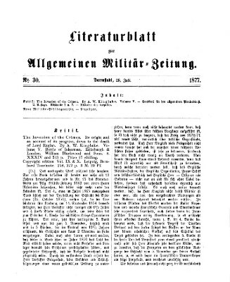 Allgemeine Militär-Zeitung Samstag 28. Juli 1877