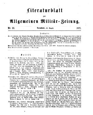 Allgemeine Militär-Zeitung Samstag 18. August 1877