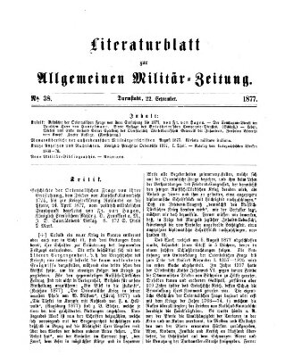 Allgemeine Militär-Zeitung Samstag 22. September 1877