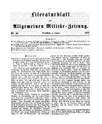 Allgemeine Militär-Zeitung Samstag 6. Oktober 1877