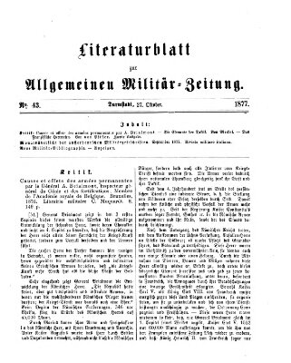 Allgemeine Militär-Zeitung Samstag 27. Oktober 1877