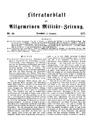 Allgemeine Militär-Zeitung Samstag 17. November 1877