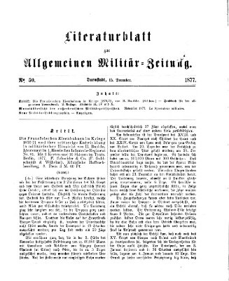 Allgemeine Militär-Zeitung Samstag 15. Dezember 1877