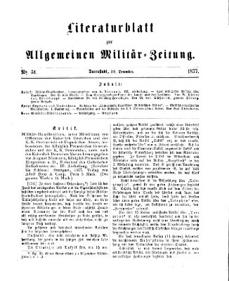 Allgemeine Militär-Zeitung Samstag 22. Dezember 1877