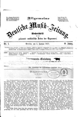 Allgemeine deutsche Musikzeitung Freitag 5. Januar 1877