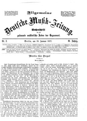 Allgemeine deutsche Musikzeitung Freitag 19. Januar 1877