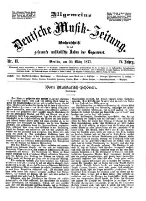 Allgemeine deutsche Musikzeitung Freitag 30. März 1877