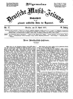 Allgemeine deutsche Musikzeitung Freitag 27. April 1877