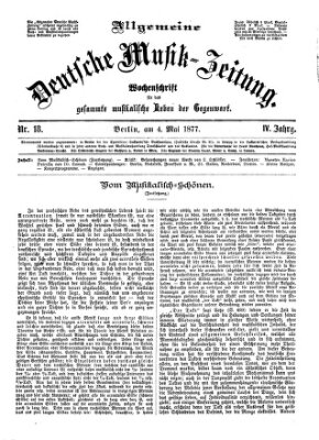 Allgemeine deutsche Musikzeitung Freitag 4. Mai 1877