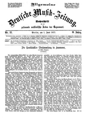 Allgemeine deutsche Musikzeitung Freitag 1. Juni 1877