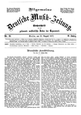 Allgemeine deutsche Musikzeitung Freitag 31. August 1877