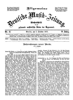 Allgemeine deutsche Musikzeitung Freitag 5. Oktober 1877