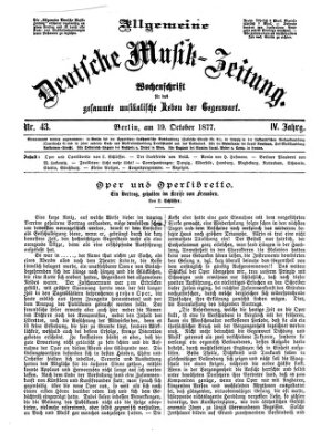 Allgemeine deutsche Musikzeitung Freitag 19. Oktober 1877