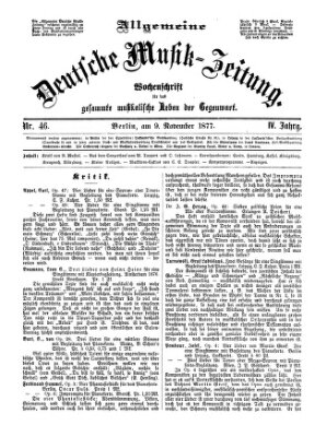 Allgemeine deutsche Musikzeitung Freitag 9. November 1877