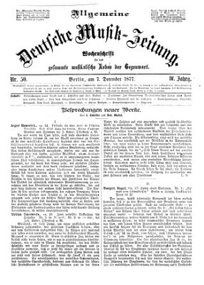 Allgemeine deutsche Musikzeitung Freitag 7. Dezember 1877