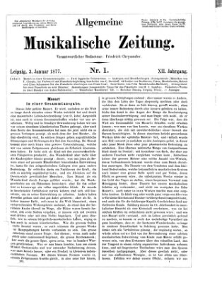 Allgemeine musikalische Zeitung Mittwoch 3. Januar 1877