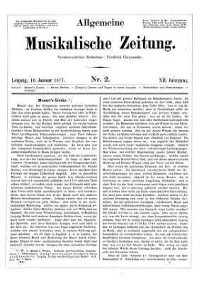 Allgemeine musikalische Zeitung Mittwoch 10. Januar 1877