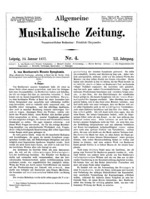 Allgemeine musikalische Zeitung Mittwoch 24. Januar 1877