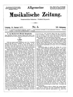 Allgemeine musikalische Zeitung Mittwoch 31. Januar 1877