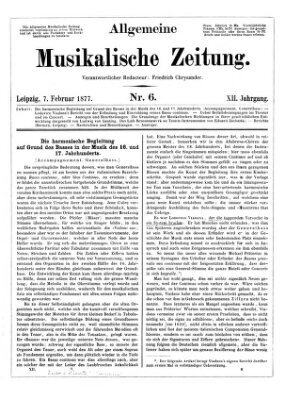 Allgemeine musikalische Zeitung Mittwoch 7. Februar 1877