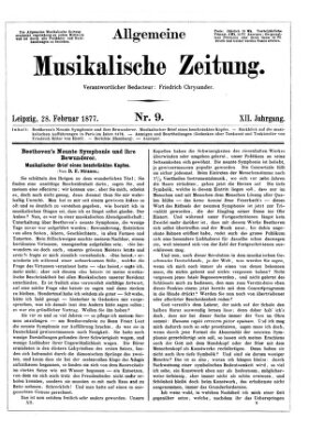 Allgemeine musikalische Zeitung Mittwoch 28. Februar 1877