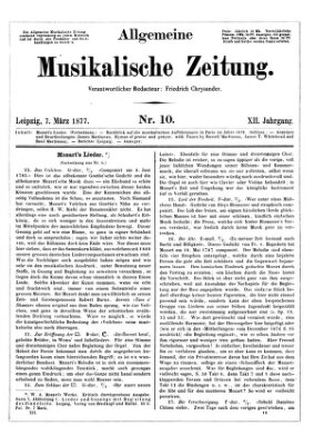 Allgemeine musikalische Zeitung Mittwoch 7. März 1877