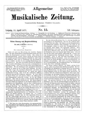 Allgemeine musikalische Zeitung Mittwoch 11. April 1877