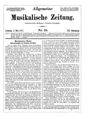 Allgemeine musikalische Zeitung Mittwoch 2. Mai 1877