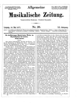 Allgemeine musikalische Zeitung Mittwoch 16. Mai 1877